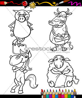 cartoon farm animals for coloring book