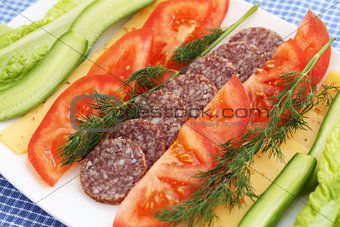 Salami and vegetables