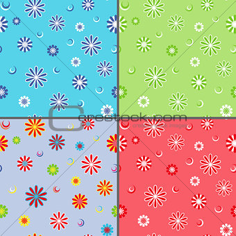 Four seamless vector patterns with chamomile flowers