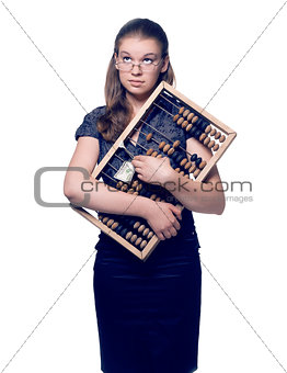 girl pressed her to his chest wooden abacus