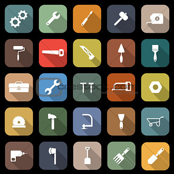 Tool flat icons with long shadow