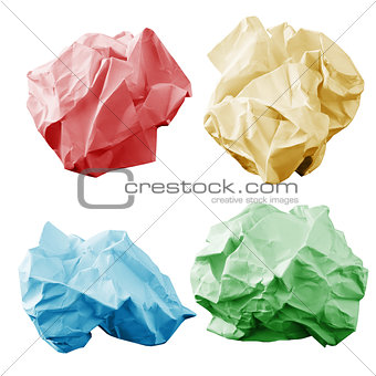 Colorful crumpled paper wads