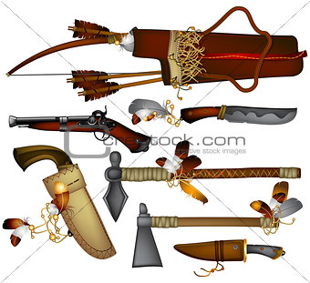 set of  weapons American Indian