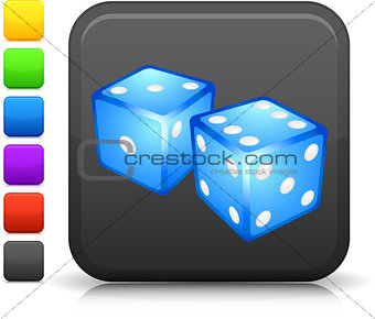 gambling dice icon on square internet button