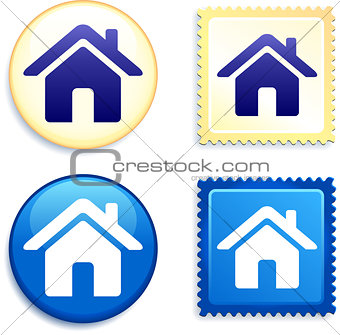 House on Stamp and Button
