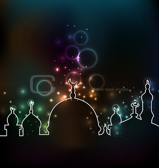 Cute glowing background with mosque