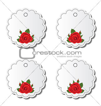 Set of beautiful cards with red roses