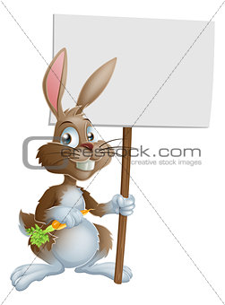 Cute Easter bunny rabbit carrot sign