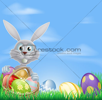 Bunny and chocolate Easter eggs