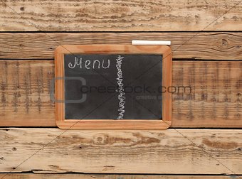 vintage chalkboard menu, free space for your copy, with old wood