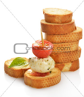  Bread Rusks With Mozzarella Cheese And Tomatoes