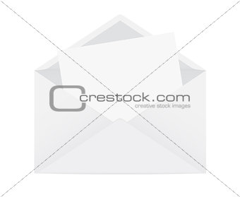 Open envelope with white blank paper