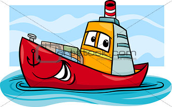 container ship cartoon illustration