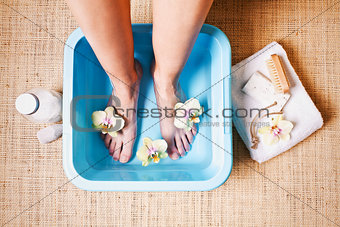 woman taking a Foot Bath