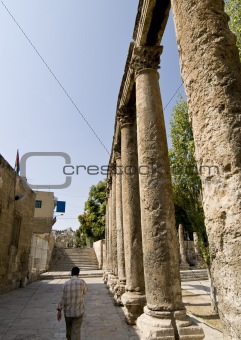 Detail of Roman amphitheater in Amman, Jordan