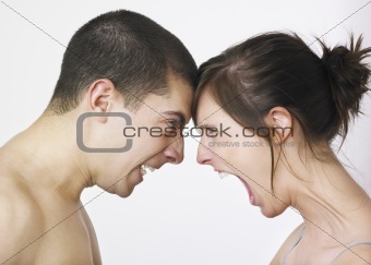 Couple shouting at each other