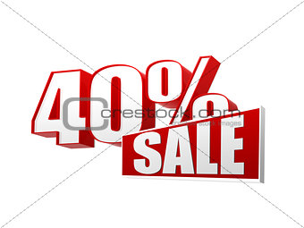 40 percentages sale in 3d letters and block