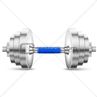 Metallic Glossy Dumbbell Isolated On White.