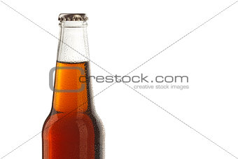 Soda bottle, alcoholic drink with water drops