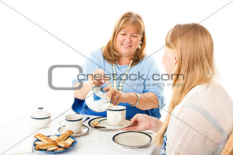 Mother Serving Tea to Daughter