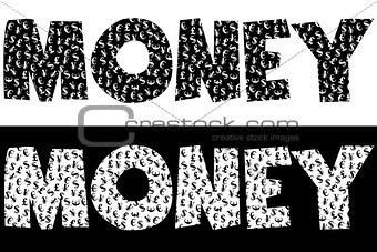 Money typography made of currency symbols
