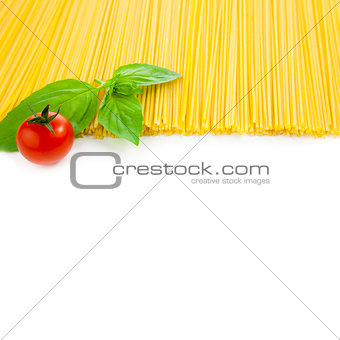 Italian cooking - spaghetti with tomatoes and basil - isolated 