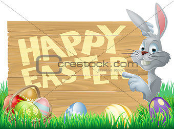 Easter bunny and eggs sign