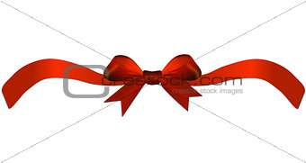 Red bow with ribbon on the gift or heart