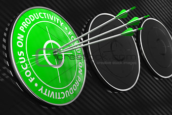 Focus on Productivity Slogan - Green Target.