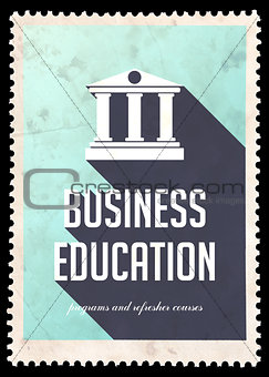 Business Education on Blue in Flat Design.