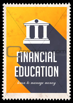 Financial Education on Yellow in Flat Design.