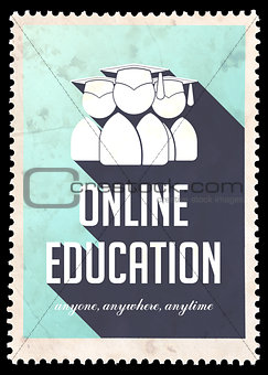 Online Education on Light Blue in Flat Design.