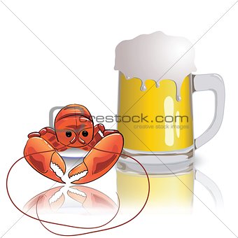 lobster and mug of beer