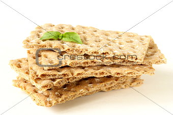 stack of dietary whole wheat crisp bread - healthy eating
