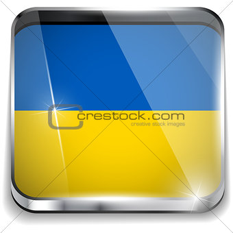 Ukraine Flag Smartphone Application Square Buttons
