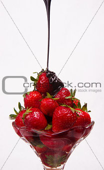 Chocolate hits the Strawberries in Parfait Dessert Glass