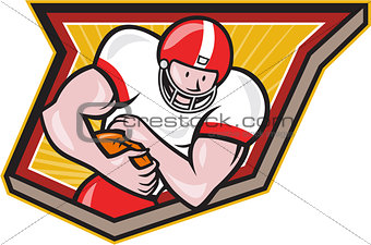 American Football Running Back Run Shield Cartoon