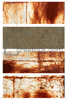 Set of banners with rusty metal texture