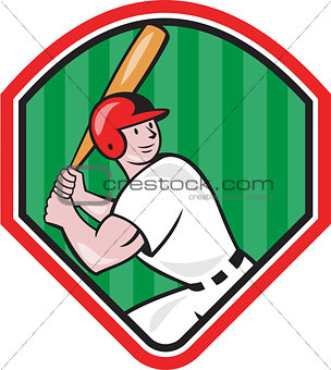 American Baseball Player Bat Diamond Cartoon