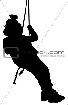 Little poor girl swinging, silhouette vector