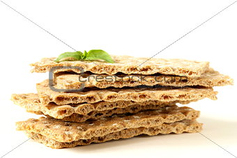 stack of dietary whole wheat crisp bread - healthy eating