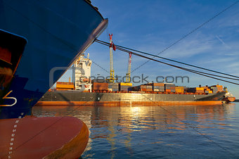 maritime activity at the Port of Genoa,Italy