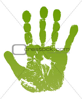 Old man green hand print