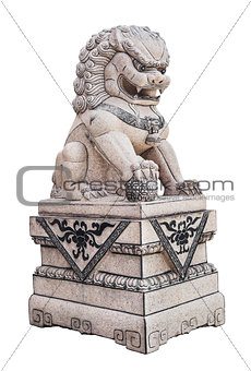 Chinese Stone Lion sculpture on white