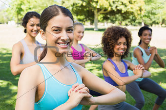 Multiethnic women exercising in park