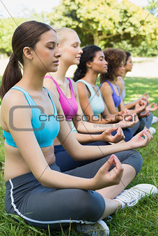 Friends sitting in lotus position