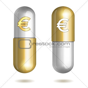 Capsule Pills with Euro Signs.