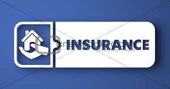 Insurance Concept on Blue in Flat Design Style.