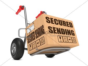 Secured Sending - Cardboard Box on Hand Truck.
