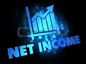 Net Income Concept on Dark Digital Background.